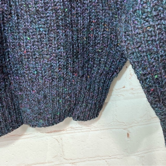 Vintage Italian Wool Sweater Mens Medium Blue Patchwork Cable Knit 90s - Picture 11 of 13